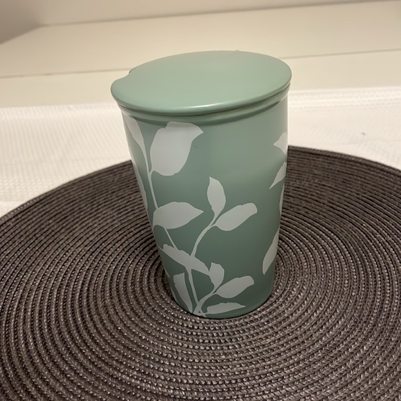 Tea Forte Green Leaf Design Coffee Mug with lid - Picture 2 of 7